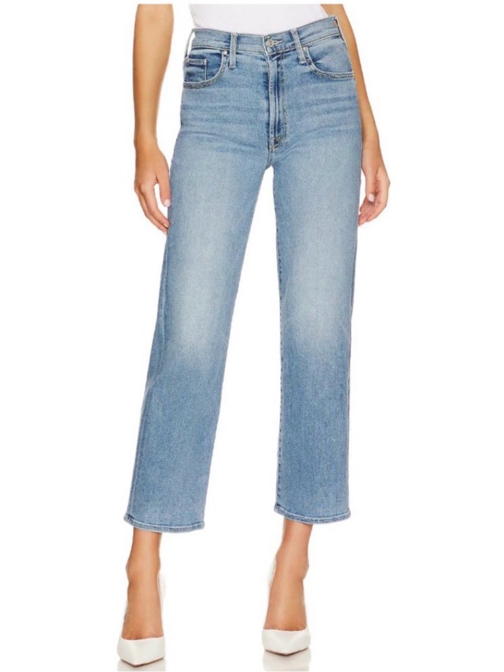 Mother The Rambler Preppy High Waisted Zip Ankle Jeans in Country Line Wash 26 - Picture 7 of 16